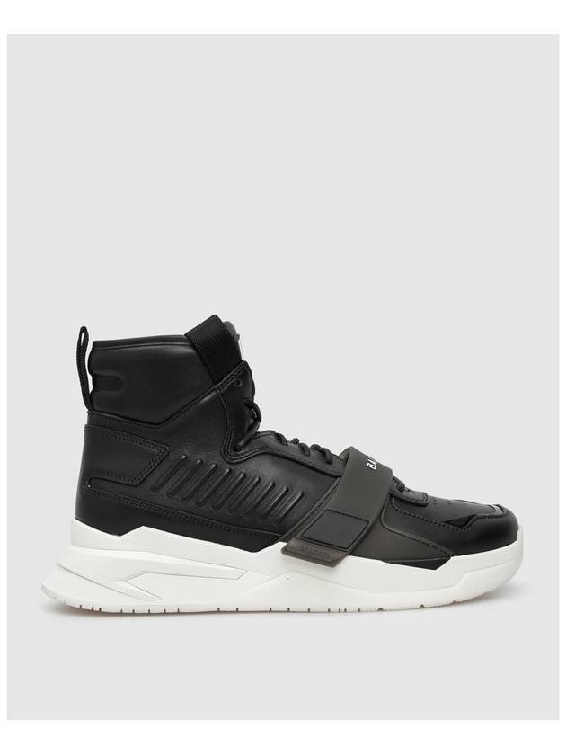 Logo B-Ball Leather High Top Sneakers Black - BALMAIN - BALAAN 4