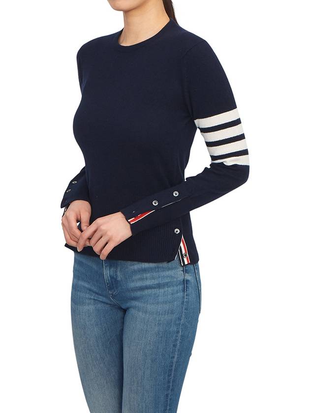 Women's 4 Bar Classic Cashmere Pullover Knit Top Navy - THOM BROWNE - BALAAN 5