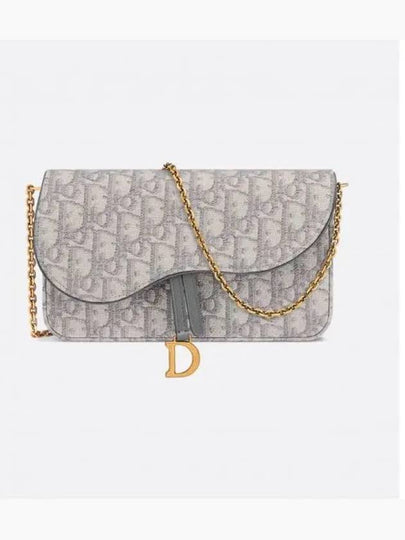 Saddle Chain Oblique Jacquard Pouch Bag Grey - DIOR - BALAAN 2