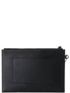 Paris Logo Large Leather Clutch Bag Black - KENZO - BALAAN 4