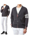 Men's Sustainable Classic Diagonal Wool Cardigan Dark Grey - THOM BROWNE - BALAAN 2