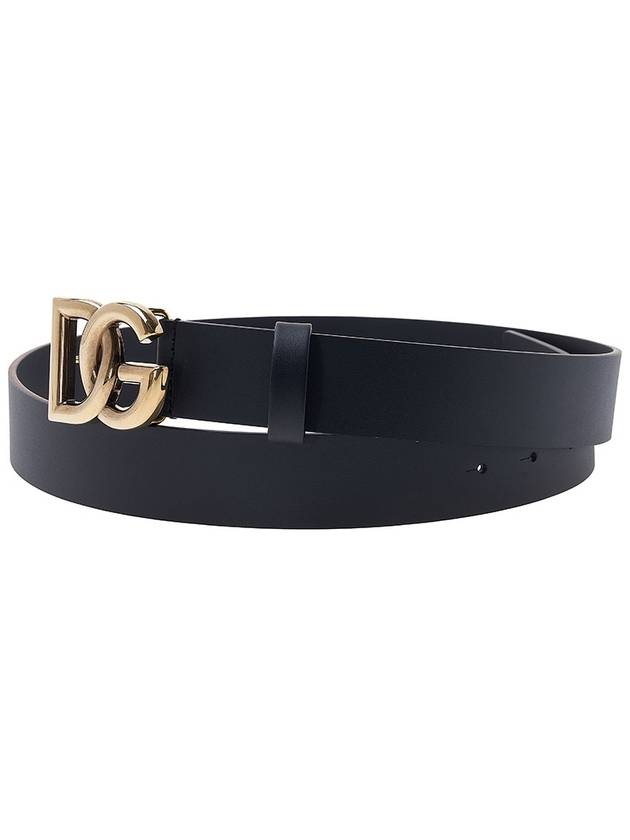 Men's DG Buckle Leather Belt Black Gold - DOLCE&GABBANA - BALAAN.