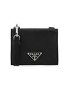 Triangle Logo Neck Strap Card Wallet Black - PRADA - BALAAN 2