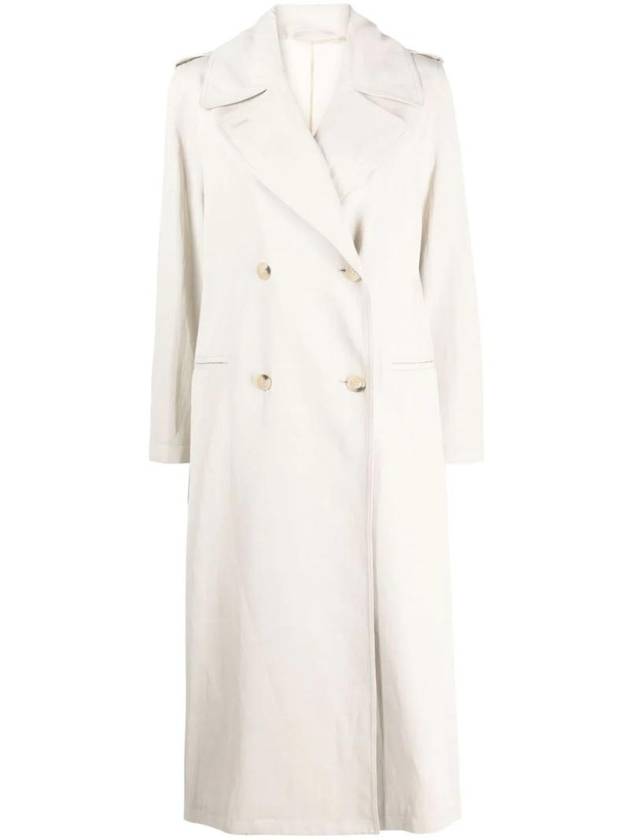 Double-Breasted Midi Coat Cream - TOTEME - BALAAN 1