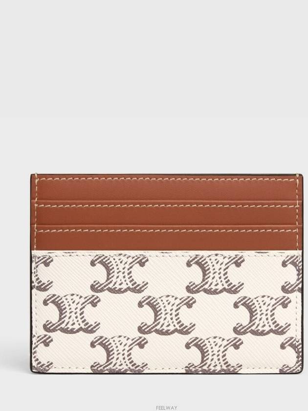 Triomphe Canvas Calfskin Large Card Wallet Tan Ecru - CELINE - BALAAN 4