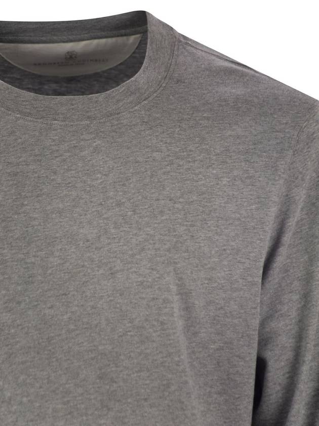 Crew-neck cotton jersey T-shirt with long sleeves - BRUNELLO CUCINELLI - BALAAN 4