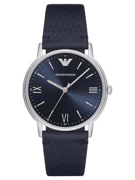 Quartz Stainless Steel Leather Watch Navy - EMPORIO ARMANI - BALAAN 1