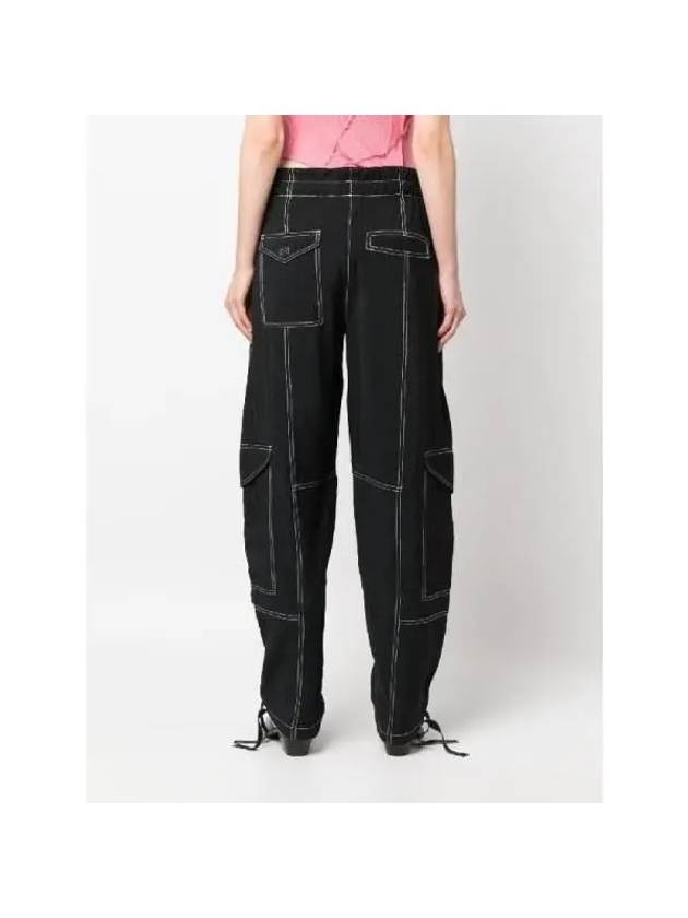 High Waist Cargo Track Pants Black - GANNI - BALAAN 3