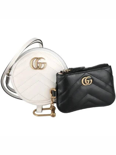 GG Marmont Coin Wallet Keyholder Set Black White - GUCCI - BALAAN 2