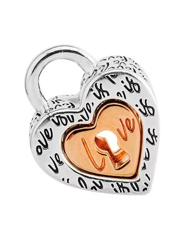 Two Tone Padlock Splittable Heart Bracelet Charm Silver - PANDORA - BALAAN 2