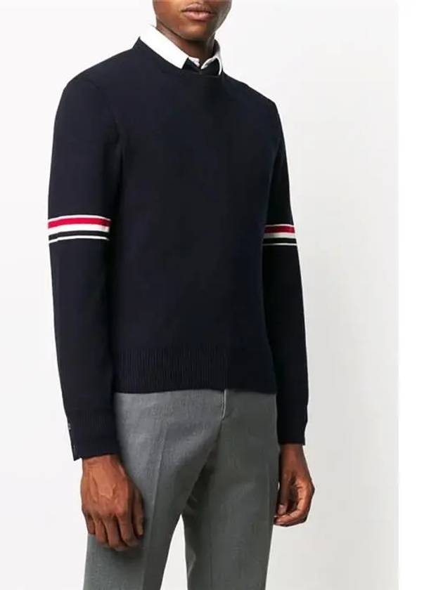 Men's Milan Stitch Armband Crew Neck Knit Top Navy - THOM BROWNE - BALAAN 4