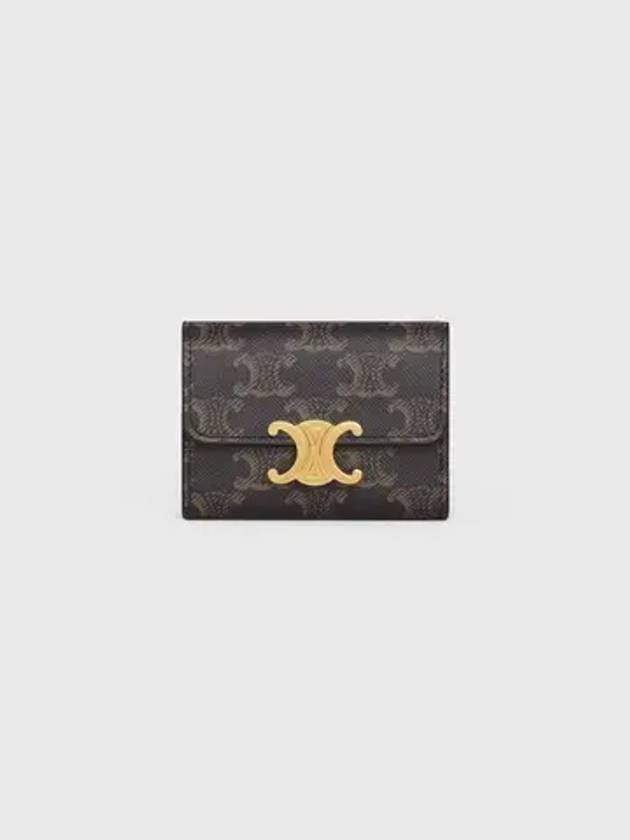 Triomphe Compact Coin Card Wallet Tan - CELINE - BALAAN 7