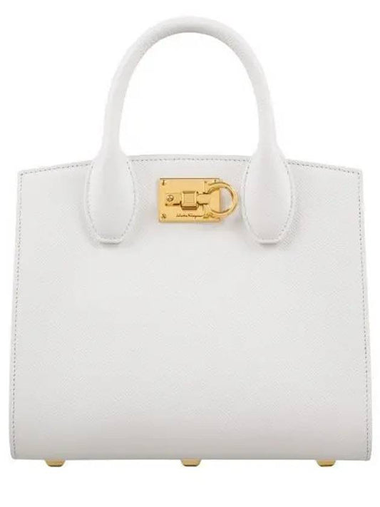 Gancini Studio Box Tote Bag White - SALVATORE FERRAGAMO - BALAAN 2