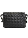 Intrecciato Loop Small Leather Cross Bag Black - BOTTEGA VENETA - BALAAN 4