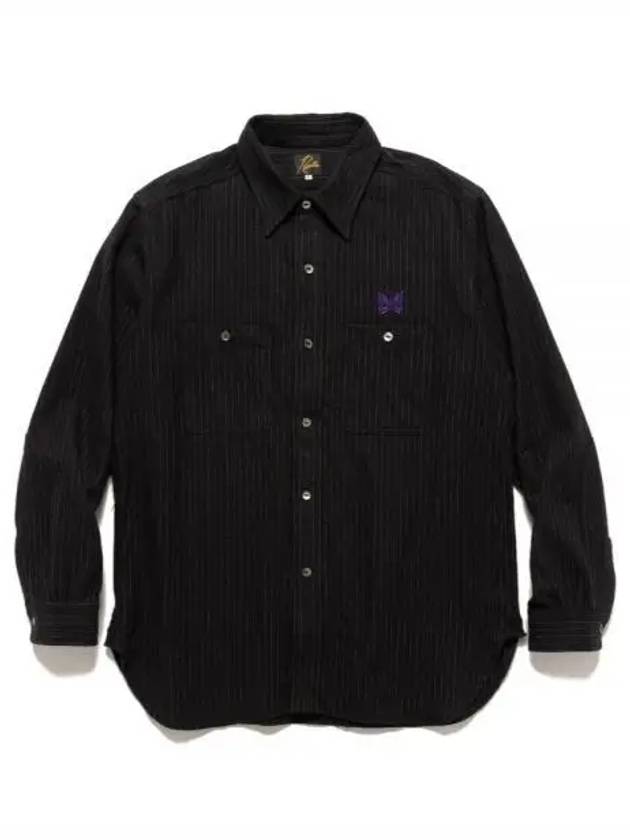 Work Shirt CLW Pin Stripe Twill Black NS230 Work Shirt - NEEDLES - BALAAN 1