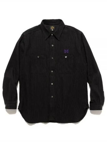 Work Shirt CLW Pin Stripe Twill Black NS230 Work Shirt - NEEDLES - BALAAN 1