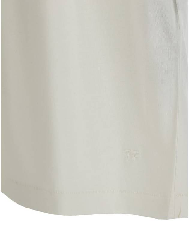 White Crewneck T-Shirt With Tf Embroidery In Lyocell And Cotton Blend Man - TOM FORD - BALAAN 3