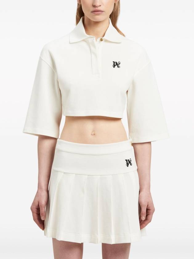 PA monogram cropped polo top - PALM ANGELS - BALAAN 3