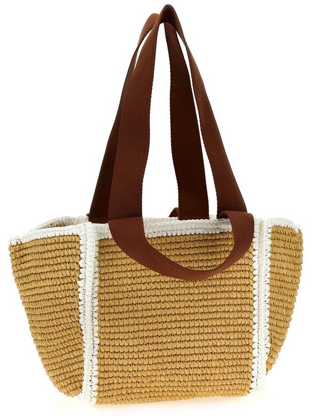 Embroidered Logo Woven Tote Bag Beige - MARNI - BALAAN 3