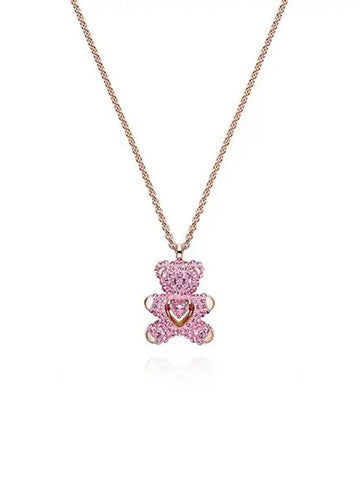 Teddy Heart Pentant Necklace Pink Rose Gold - SWAROVSKI - BALAAN 1