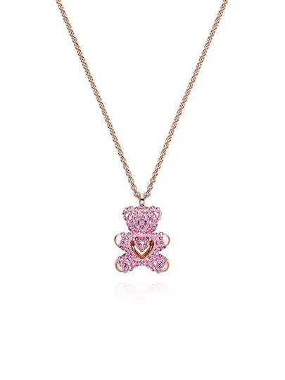 Teddy Heart Pentant Necklace Pink Rose Gold - SWAROVSKI - BALAAN 2