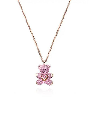 Teddy Heart Pentant Necklace Pink Rose Gold - SWAROVSKI - BALAAN 1