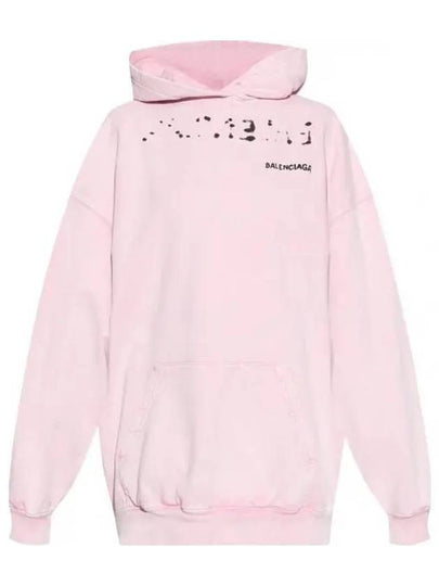 Logo Oversized Cotton Hoodie Pink - BALENCIAGA - BALAAN 2