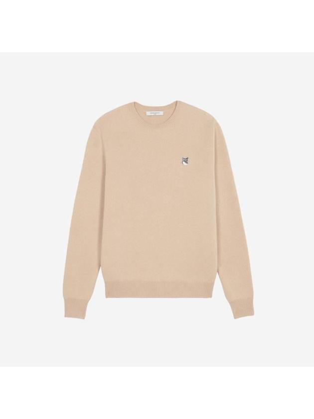 Grey Fox Head Patch Relaxed Wool Knit Top Beige - MAISON KITSUNE - BALAAN 2