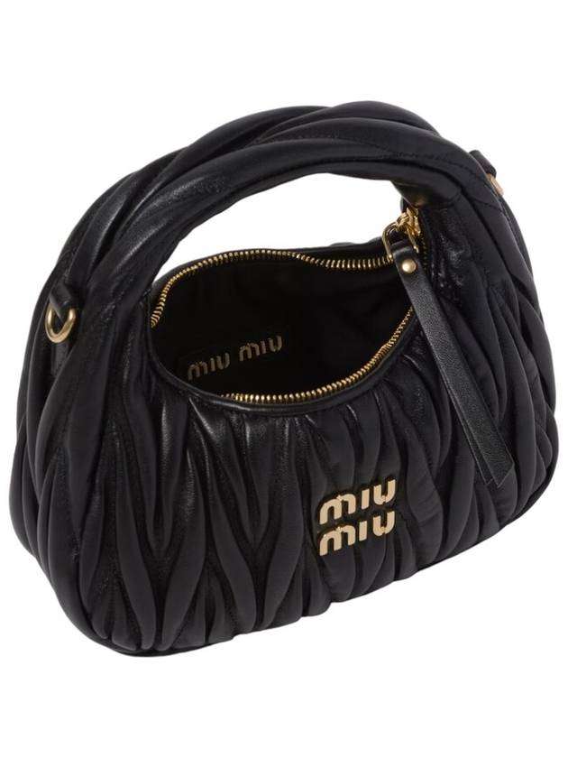 Wander Matelasse Nappa Leather Hobo Mini Bag Black - MIU MIU - BALAAN 4