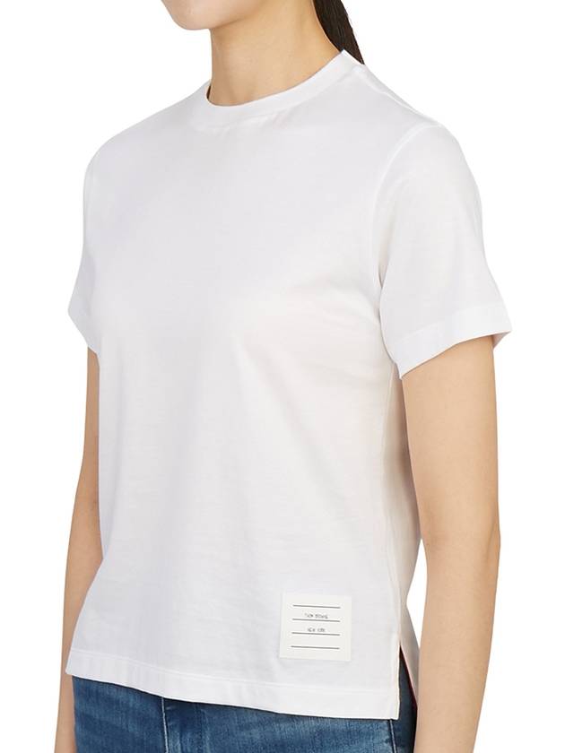 Logo Patch Lightweight Jersey Relaxed Fit Short Sleeve T-Shirt White - THOM BROWNE - BALAAN 3