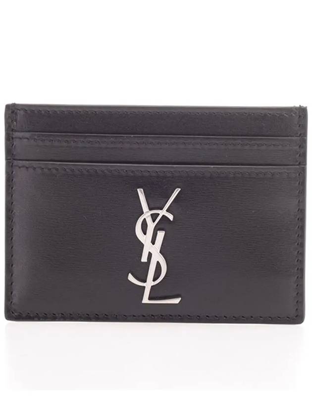 Monogram Card Case in Smooth Leather Black - SAINT LAURENT - BALAAN 2