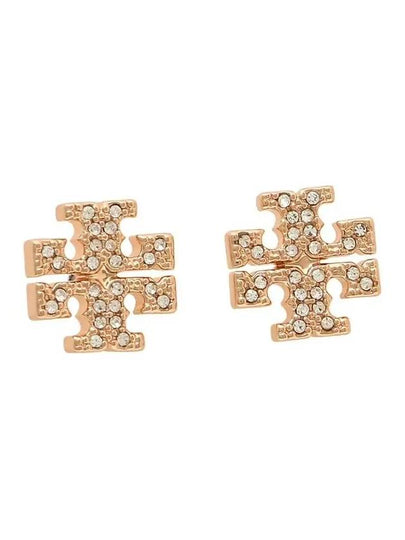 Crystal Logo Stud Earrings Rose Gold - TORY BURCH - BALAAN 2