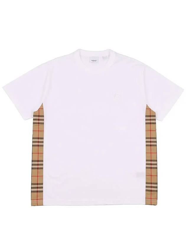 Check round neck cotton short sleeve t-shirt white - BURBERRY - BALAAN 2