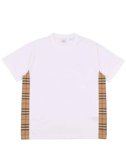 Check round neck cotton short sleeve t-shirt white - BURBERRY - BALAAN 2