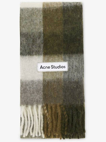 Acne Men s Mohair Check Taupe Green Black Muffler CA0084 DID - ACNE STUDIOS - BALAAN 1