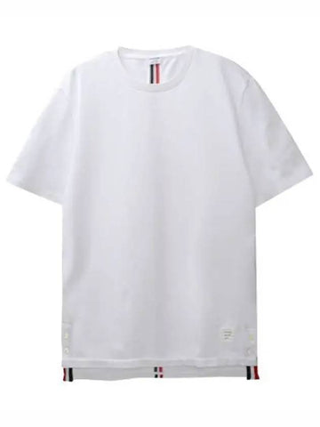 relaxed fit center back striped short sleeve t shirt men - THOM BROWNE - BALAAN 1