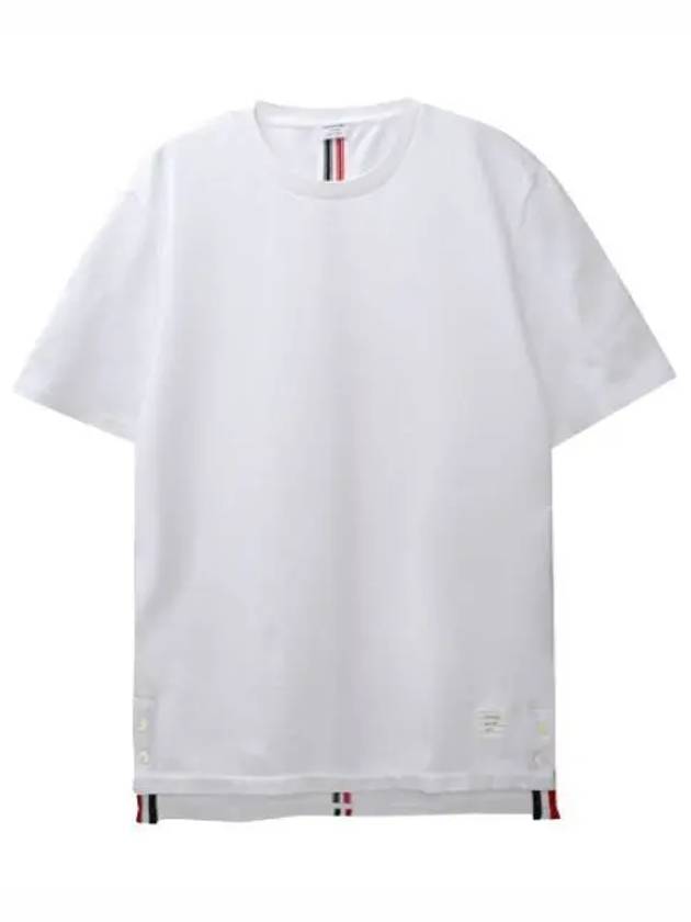 Relaxed fit center back striped short sleeved T shirt - THOM BROWNE - BALAAN 1