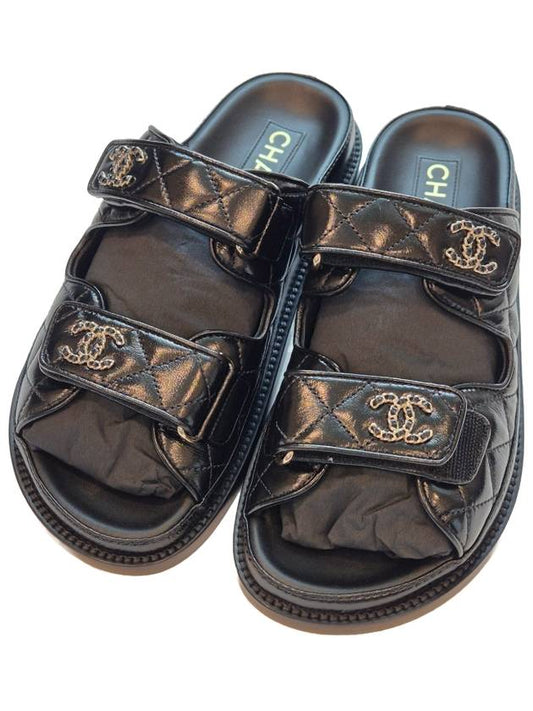 CC Logo Velcro Sandals Black - CHANEL - BALAAN 2