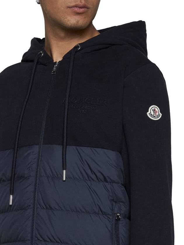 Logo Embroidered Padded Hooded Jacket Navy - MONCLER - BALAAN 4