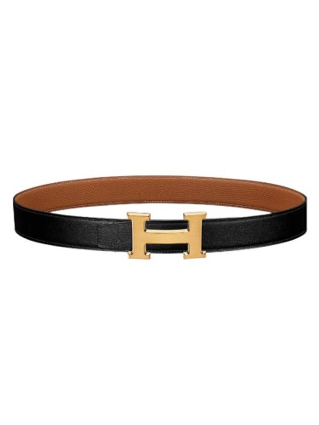 H Gold Buckle Reversible 32mm Leather Belt Noir Blue - HERMES - BALAAN 2