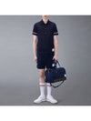 Lightweight Cotton Short Sleeve Polo Shirt Navy - THOM BROWNE - BALAAN 8