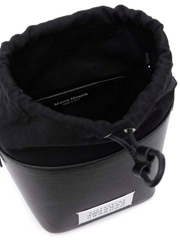 5AC Number Logo Texture Leather Bucket Bag Black - MAISON MARGIELA - BALAAN 4