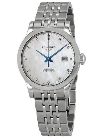 Longines Record Automatic Chronometer Diamond White Mother of Pearl Dial Ladies Watch L2.321.4.87.6 - LONGINES - BALAAN 1