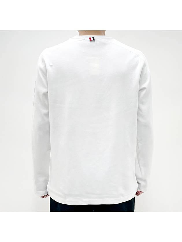 4-Bar Striped Cotton Long Sleeve T-Shirt White - THOM BROWNE - BALAAN 5