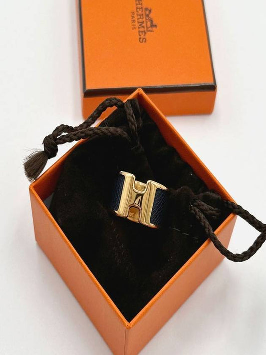 Women s Ring Large Olympe Calfskin Metal Rose Gold Hardware Bluenuit H500059FC2Z - HERMES - BALAAN 1