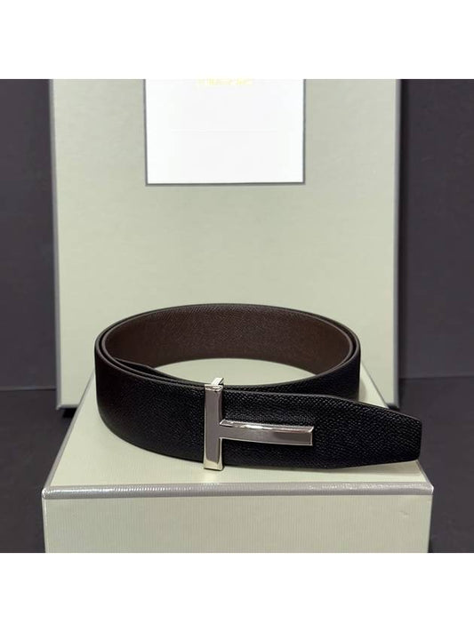 T buckle reversible twoway belt black brown - TOM FORD - BALAAN 1