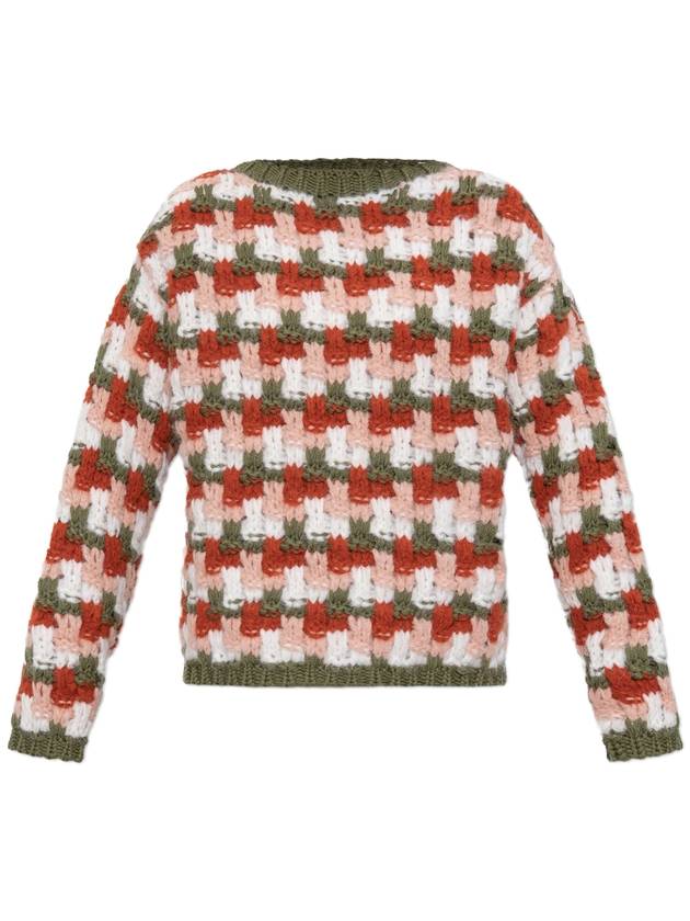 Wool Alpaca Knit Top Red Green - MONCLER - BALAAN 2