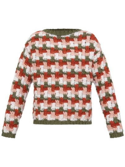 Wool Alpaca Knit Top Red Green - MONCLER - BALAAN 2