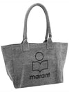 Yenky Zipper Logo Washed Cotton Tote Bag Grey - ISABEL MARANT - BALAAN 4