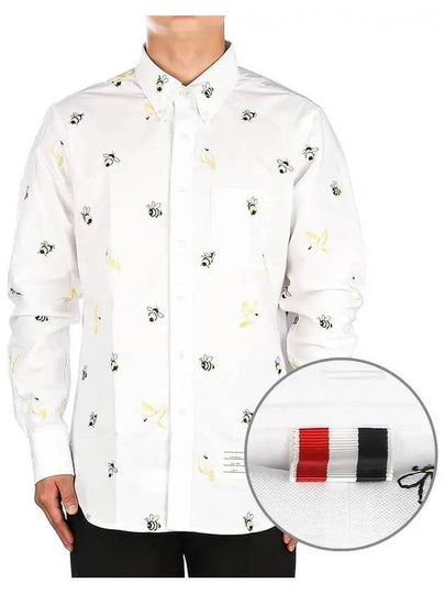 Men's Birds And Bees Long Sleeve Shirt White - THOM BROWNE - BALAAN 2